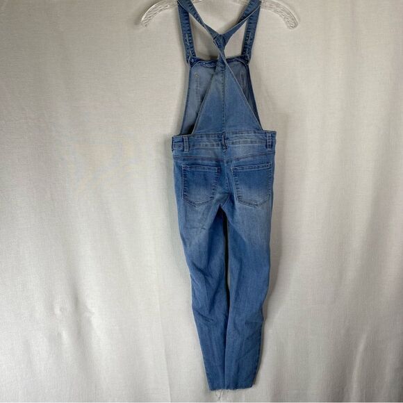 5/$25 Squeeze Blue Denim Girls Distressed Raw Hem Overall Jeans Pockets 10 - Picture 6 of 10